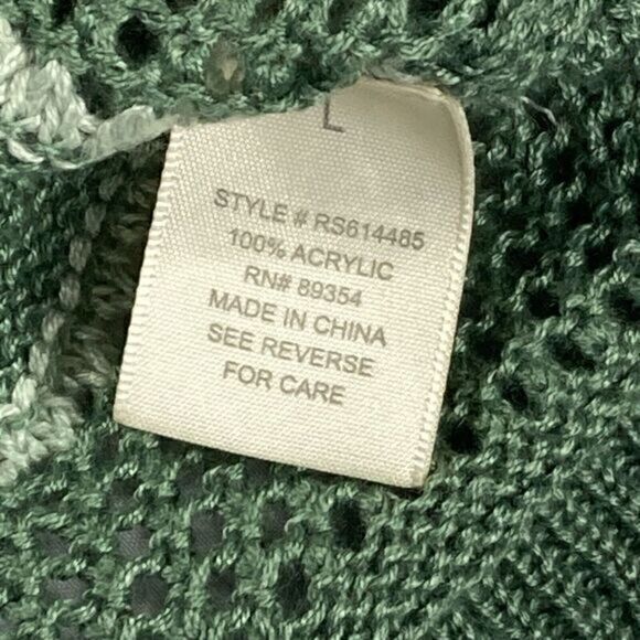 Ultra Flirt Beach Hoodie Women Sz Large Green Long Sleeve Open Knit Pull Over - Picture 14 of 14